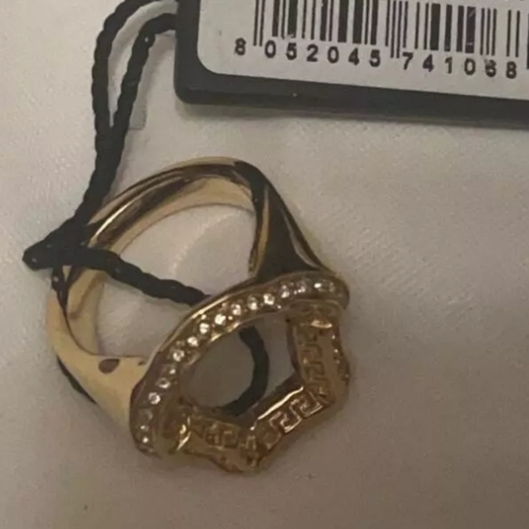 Versace Gold Color Metal & Crystal Medusa Head Curve Ring - SZ 8 - Unisex - BNWT - Picture 6 of 6